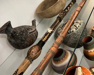 African Leather Wrapped Ceremonial Club and Blow Gun W/ Darts