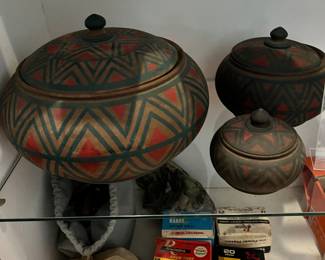 Set of 3 hand turned Bowls with Lids