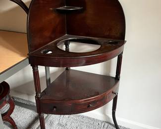 Victorian Mahogany Corner Wash Stand (bowl and pitcher included, not pictured)