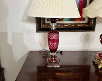 Ruby Red Cut to Clear Lamp