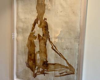 Augusta Garufi, "Figures" Oil Pigment on Paper, Circa 2000.  Measures 86 x 60 inches framed