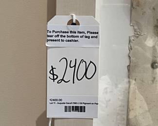 Price tag of Augusta Garufi work. 