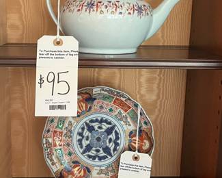 Early Porcelains, 18th C. English Teapots, and Japanese Imari Plate