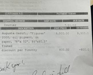 Original Bill of Sale for Garufi