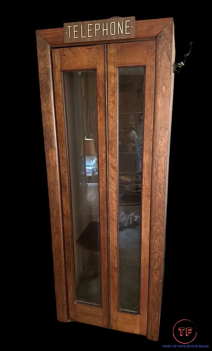 Vintage 1950's Wood Telephone Booth WESTERN ELECTRIC with 3 Slot Payphone