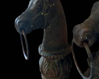 PAIR - Early 1900's Cast Iron Horse Head Hitching Posts