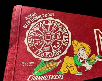 1976 NEBRASKA CORNHUSKERS Pennant ASTRO BLUE BONNET BOWL