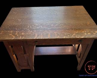 Antique Early 1900's LIMBERT Oak Arts and Crafts Single Drawer Library Desk