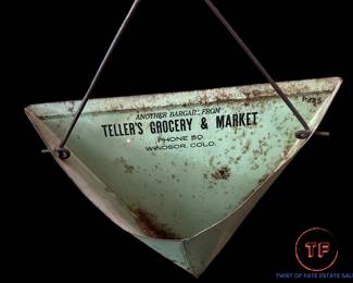 Antique Advertising Dustpan Teller's Grocery and Market WINDSOR COLORADO 