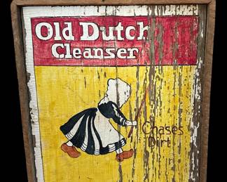 Folk Art OLD DUTCH CLEANSER Hand Painted Wood Sign