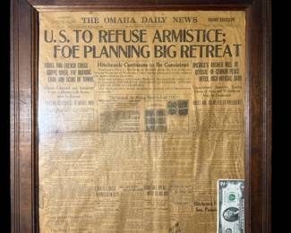 THE OMAHA DAILY NEWS WWI (October 7, 1918) Framed Front Newspaper Page
