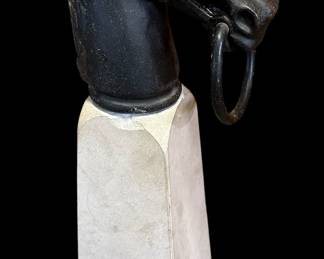 Antique Cast Iron Horse Head Hitching Post on Stone Base