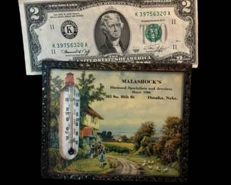 Antique MALASHOCK'S Advertising Thermometer Wall Plaque OMAHA, NEBR.
