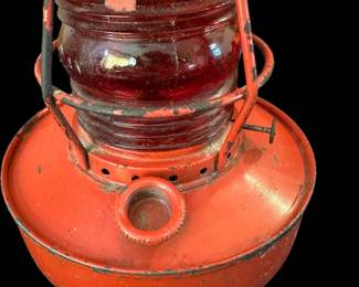 Vintage Marked MUD (OMAHA) HANDLAN Lantern Railroad Style with Red Globe