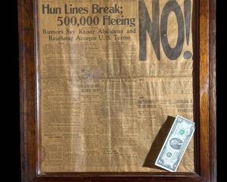 THE OMAHA DAILY NEWS WWI (October 10, 1918) Framed Front Newspaper Page