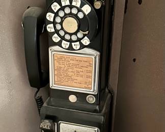 Vintage 1950's Wood Telephone Booth WESTERN ELECTRIC with 3 Slot Payphone