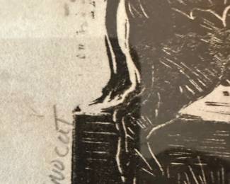 Original Proof PAUL OTERO Regionalist "NEBRASKA" Bison Signed Linocut