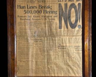 THE OMAHA DAILY NEWS WWI (October 10, 1918) Framed Front Newspaper Page KAISER ABDICATES Headline