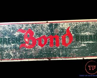 Antique Hand Painted BOND BREAD Metal Advertising Sign