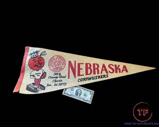 1972 ORANGE BOWL (1971 Season) NEBRASKA CORNHUSKERS National Champions Pennant