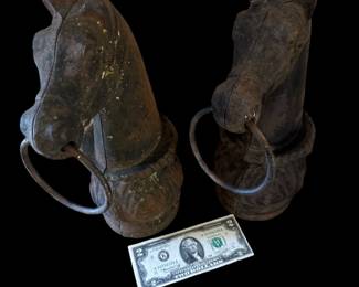 PAIR - Early 1900's Cast Iron Horse Head Hitching Posts