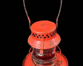 Vintage Marked MUD (OMAHA) HANDLAN Lantern Railroad Style with Red Globe