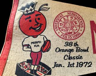 1972 ORANGE BOWL (1971 Season) NEBRASKA CORNHUSKERS National Champions Pennant