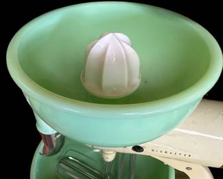 Vintage Sunbeam Mixer with JADEITE Juicer Bowl and JADEITE Mixing Bowl