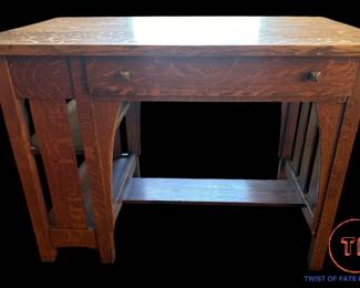 Antique Early 1900's LIMBERT Oak Arts and Crafts Single Drawer Library Desk