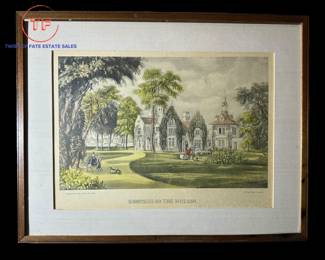 CURRIER & IVES "Sunnyside - On The Hudson" Hand Colored Lithograph