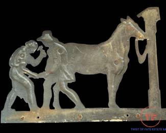 1930's ROBERT EMIG Equestrian Care FARRIER Horse Shoeing Cast Iron Wall Panel