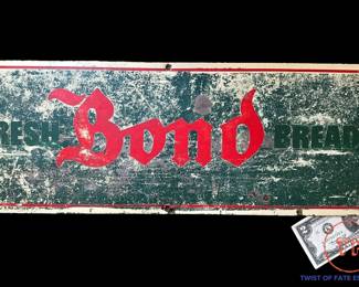 Antique Hand Painted BOND BREAD Metal Advertising Sign