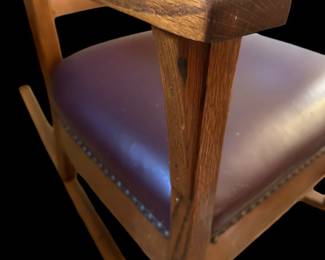 Antique STICKLEY Style Oak Arts and Crafts Barrel Back Rocking Armchair