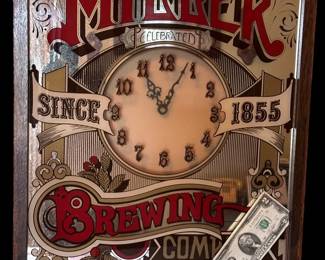 Vintage MILLER Brewing Co Mirrored Wall Clock