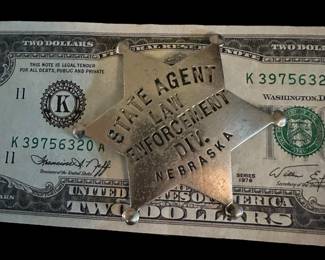 Antique NEBRASKA Stage Agent Law Enforcement Div. Badge