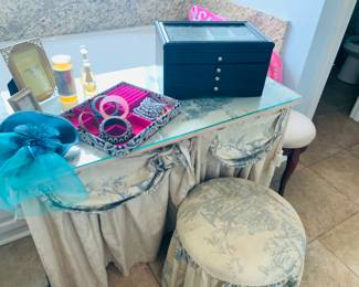 dressing table, jewelry, etc