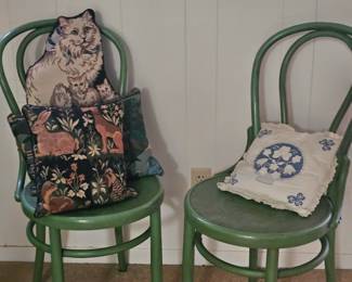 wooden ice cream parlor chairs, pair