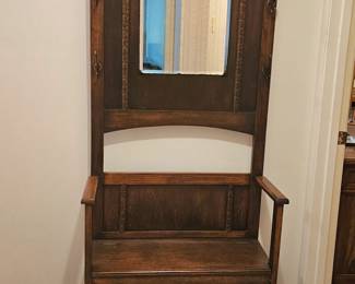 antique carved hall tree, a beautiful piece