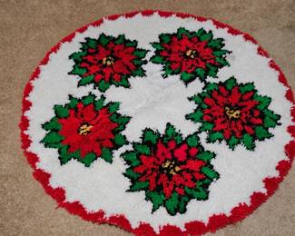 vintage hooked Christmas carpet