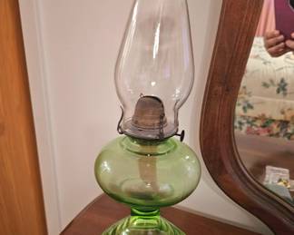 oil lamp with green base