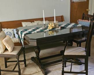 Antique table and 4 chairs, sold separately