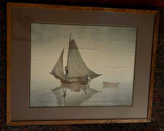 'William Henry's Boat' Lithograph by Buell W Whitehead (American 1919-1993)                                  37.5"w x 30"h