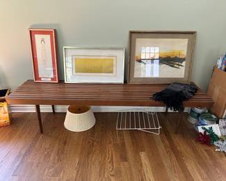 Mid Century 6 Ft Slat Bench, Art