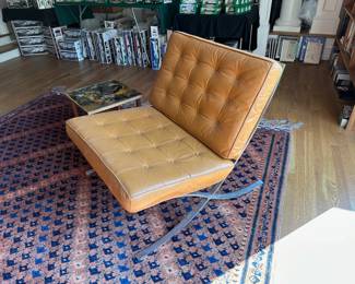 Mid Century Selig Butterscotch  Barcelona Chair, Side Table