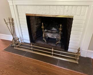 Brass Fireplace Tools & Fender