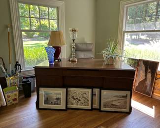 Executive Desk, Lamps, Pictures