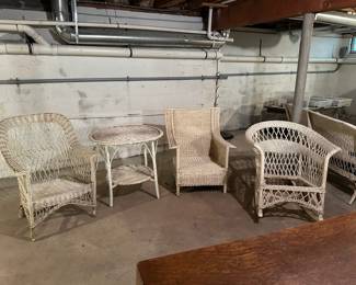 Wicker Chairs, Table, Rocker
