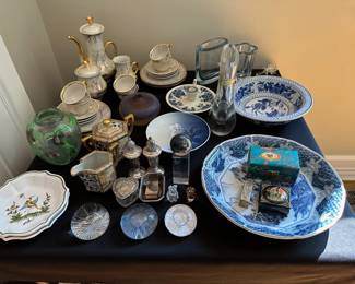 Blue & White Bowls, Nippon, Paperweights, Baccarat Vase, Demitasse Set