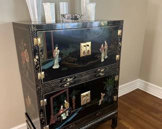 Chinese Black Lacquered Cabinet
