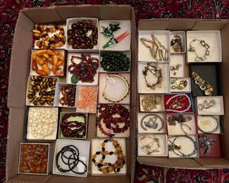 Costume Jewelry: Weiss, Eisenberg Ice, Trifari, Hattie Carnegie, Coro Duette, Alexis Kirk, Christian Dior, Butterscotch Beads